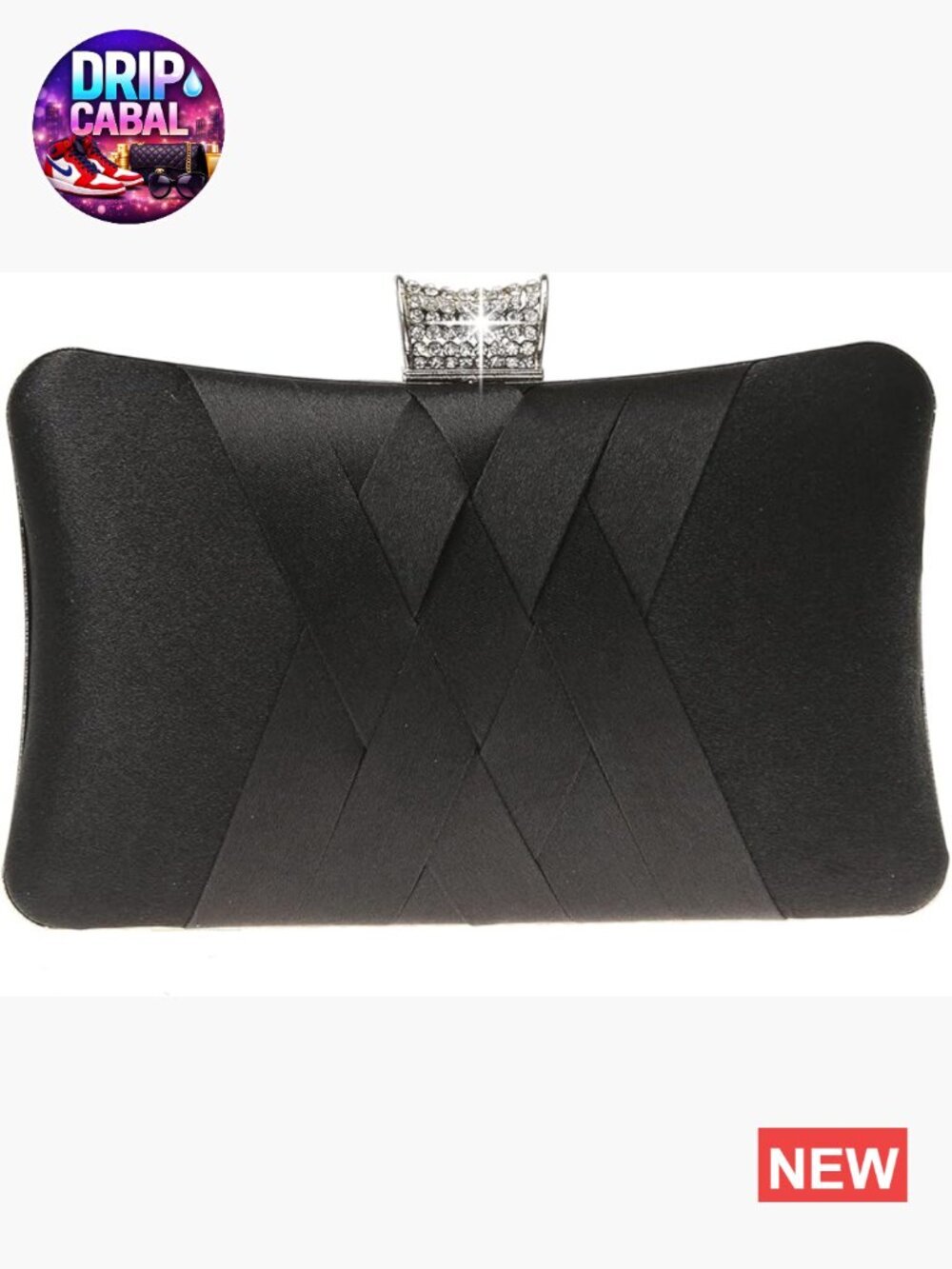 Satin Diamante Clutch Rhinestone Evening Prom Party Crossbody Chain Bag